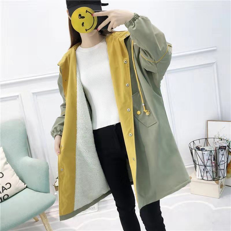 

Women's Spring And Autumn Clothes Manteau Femme Trench Long Coat For Windbreaker Women Jacket Vintage Female Coats Overcoat, Green regular