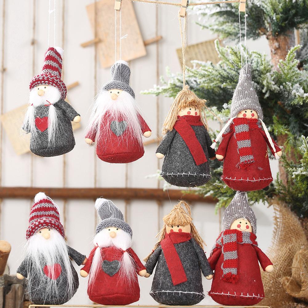 

2Pcs Kids Santa Christmas Plush Doll Hanging Pendant Home Party Tree Decoration