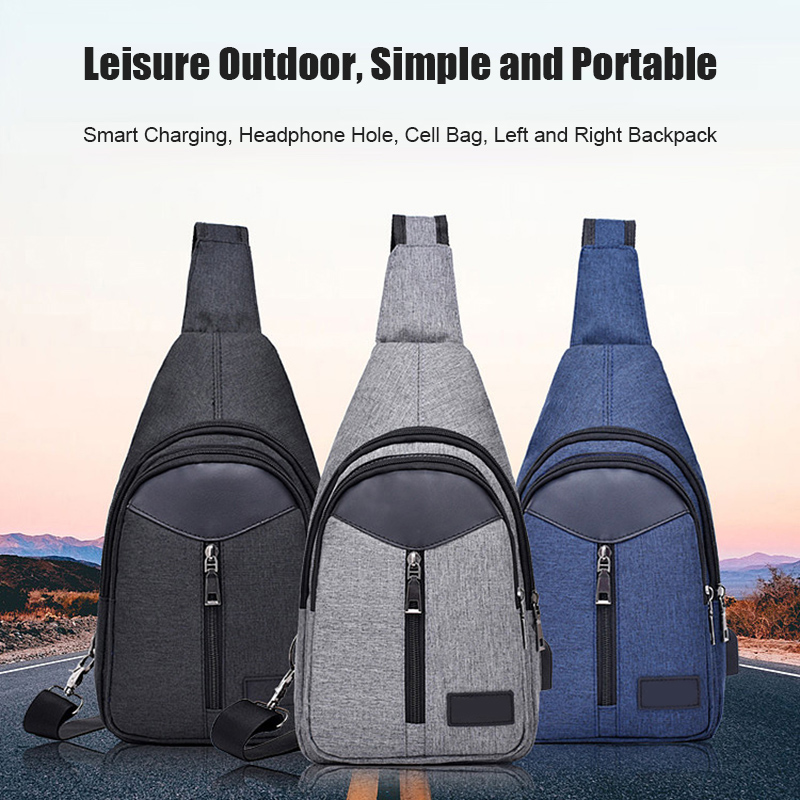 

Men Shoulder Bag Sling Chest Pack Novelty USB Charging Sports Crossbody Handbag H7JP, Black
