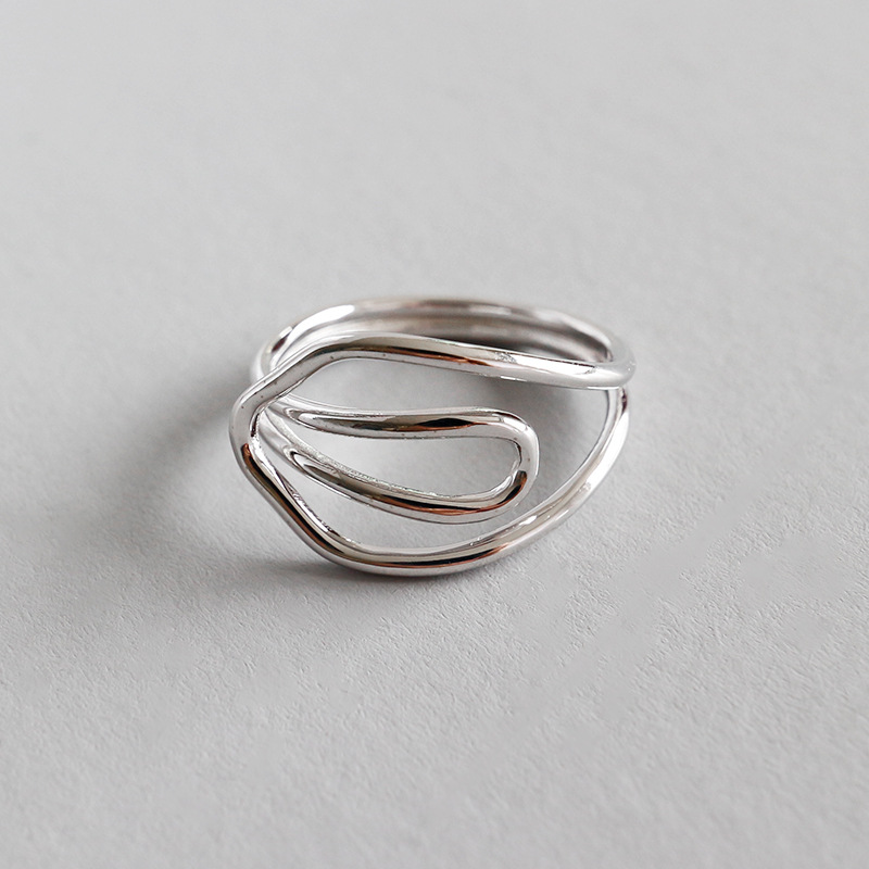 

Cluster Rings SMALL SIZE 100% Real. 925 Sterling Silver Hollow Cross Lines Open J18