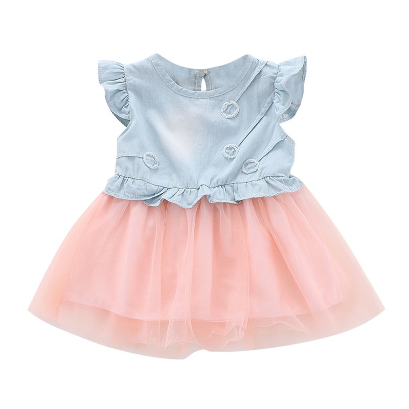 Baby Girls Cotton Flare Sleeve Sundress Kid Toddler Lemon Summer Dress Dresses