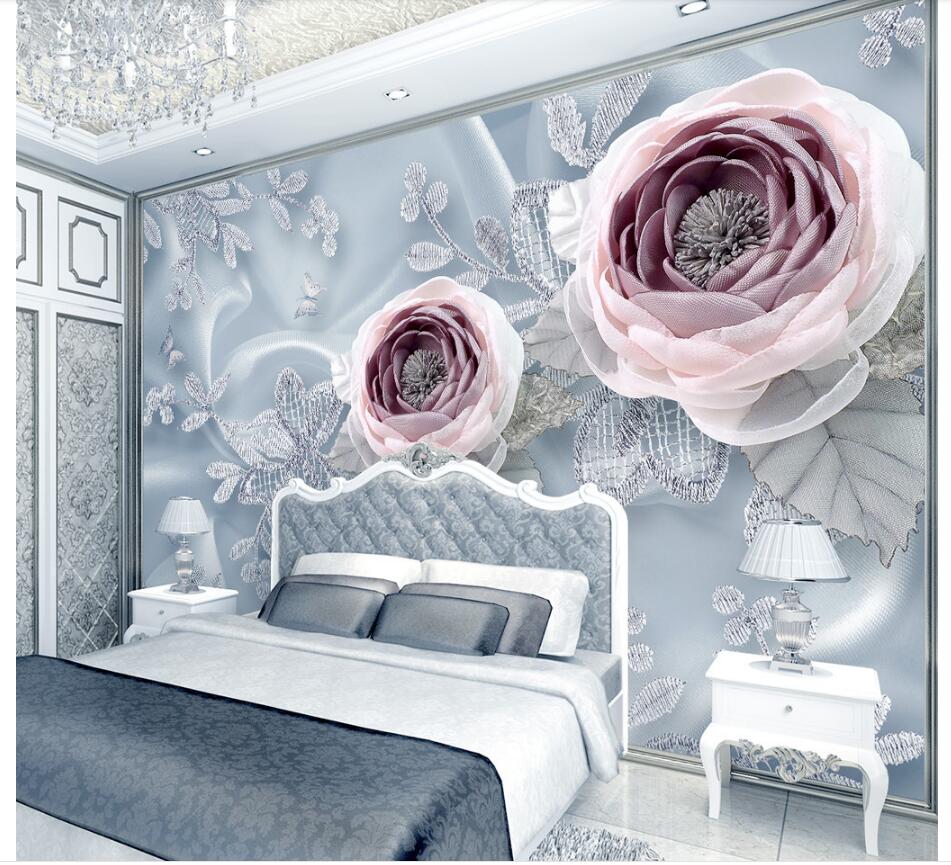 

WDBH 3d photo wallpaper custom mural Silk lace flower painting background living room home decor 3d wall murals wallpaper for walls 3 d, Non-woven
