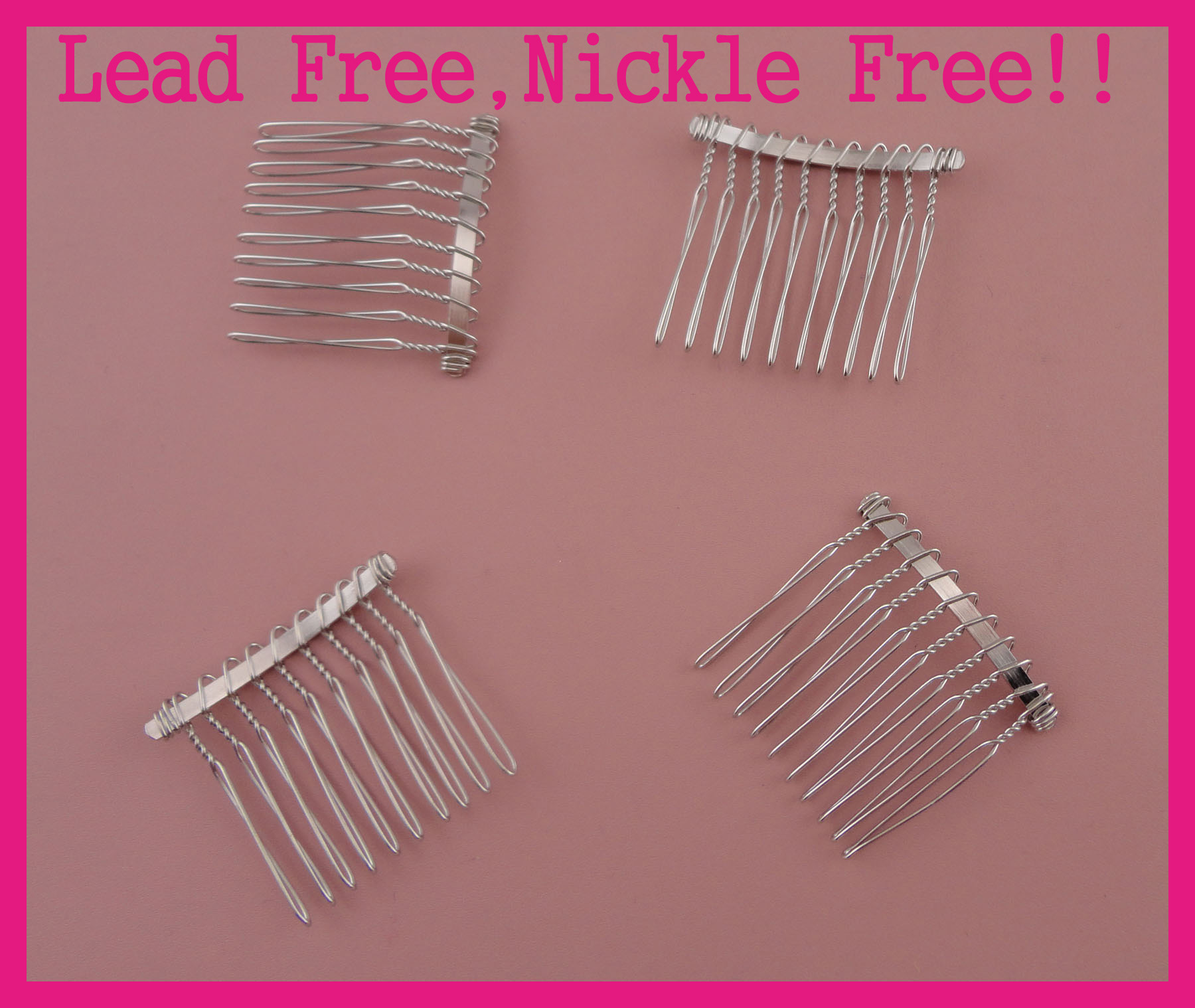 20PCS silver finish 10teeth plain Metal Hair Combs at lead free,nickle free wedding bridal hair accessories side comb DIY Crown material-image-437180692