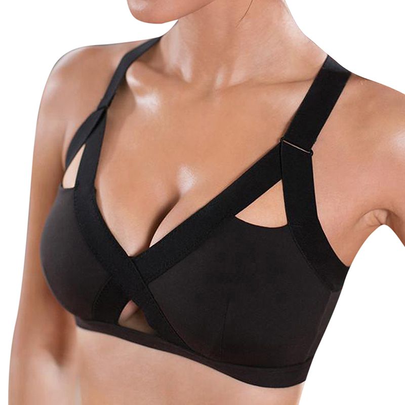 

Large Size Front Buckle Without Steel Ring Ladies Seamless Underwear Lace Bra U-shaped Beautiful Breastfeeding Hot Sale, Black