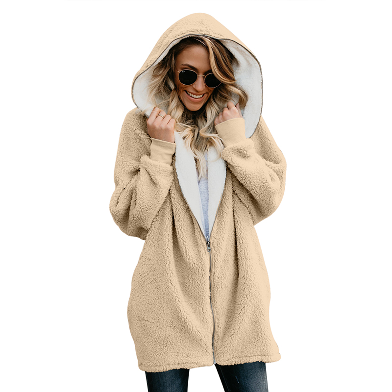 

2019 New Women Faux Fur Coat Winter Warm Plush Jacket Female Hooded Casual Fluffy Oversize Teddy Bear Coats Plus Size, Black