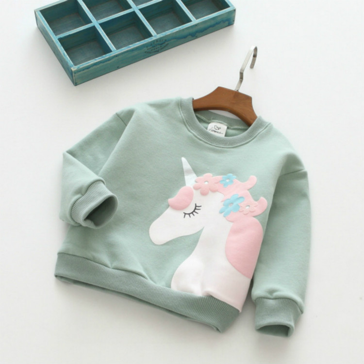 

2020 Children Fashion Unicorn Sweatshirts Designer Casual Boys Girls Unicorn Printed Hoodies 2020 Child Thick Sweatshirts, Green