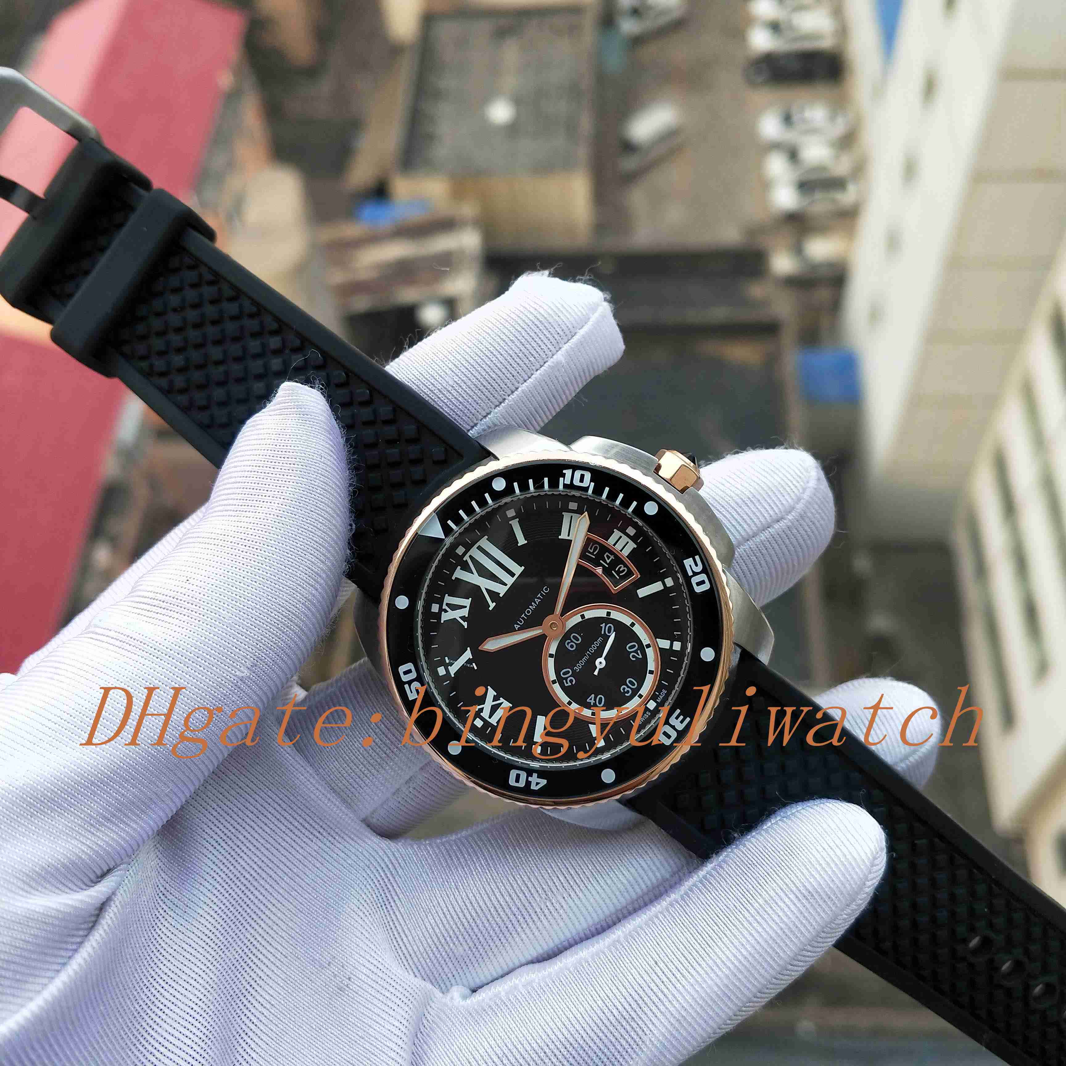 

NEW Factory Men Watch CALIBRE DE Series W7100055 Watch Watch Rubber Strap Automatic Movement Date Work 42MM Men's Sport Wrist Watches, 01