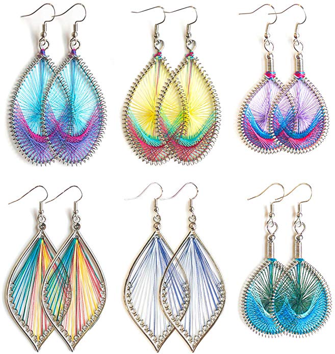 

Kimter Women Dangle Earring Fashion jewelry Bohemian Handmade Silk Colorful Woven Earrings Vintage Lady Party Gift 13 Styles O54FA