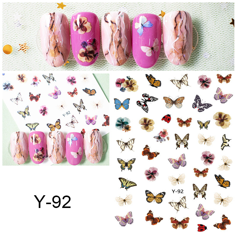 

1Sheet Nail Art Stickers Self-adhesive Colorful Butterflies Nail Art Stickers for Girls Women Nails Decals LDO99