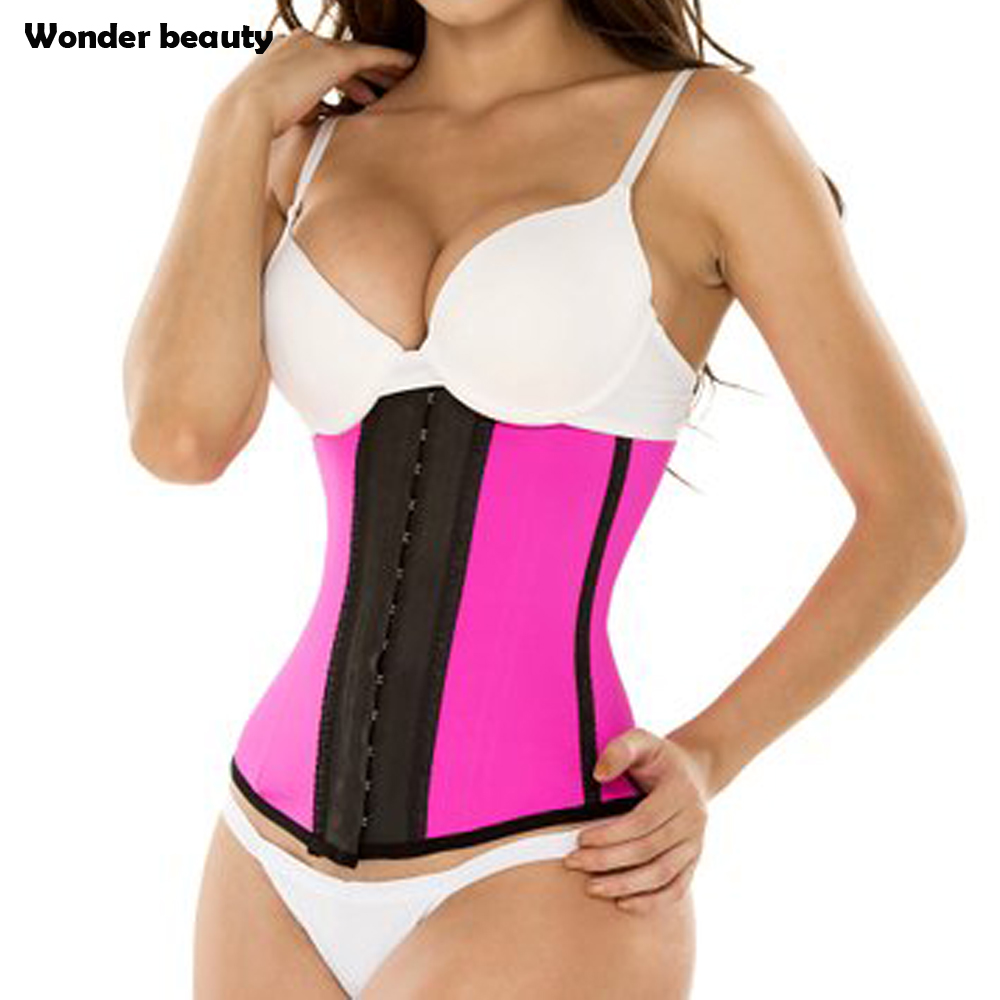 

Fashion-Wholesale- Latex Waist Trainer Corset Plus Size Steel Bone Workout Waist Cincher Women Slim Body Shaper Girdles Corsets, Black;white