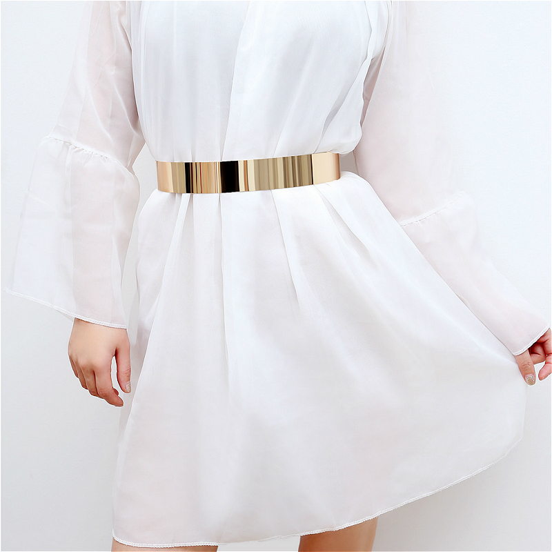 

Other Trendy Simple Waistband Decoration Gold Color Cummerbunds Wide Belt Dress Women Fashion Adjustable Body Jewelry Accessories