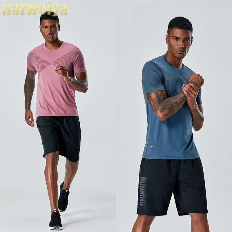

2020 new fashion Cycling Running T shirt Outdoor Breathable Running Jogging Basketball Football Shirts Quick dry T Shirt Shorts, Grey short