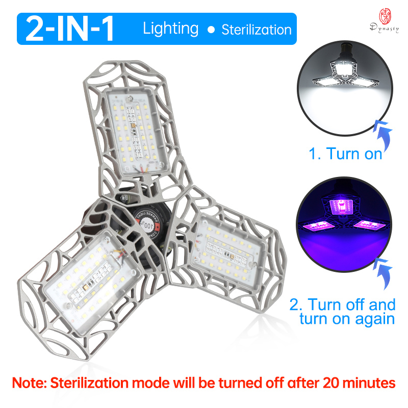 

LED bulb Sterilizing Lamp Germicidal Light Design Lighting bulbs UVC Sterilization 2 IN 1 Fold Adjustable Indoor Home Garage Disinfection Lights Free Ship,