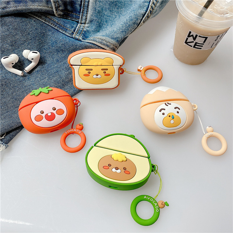 

For Airpods Case Pro Cute Cartoon Lion 3D Soft Silicone Headphone Protective Shell for Airpods 1 2 Case with Finger Ring Strap, A for airpods 1/2