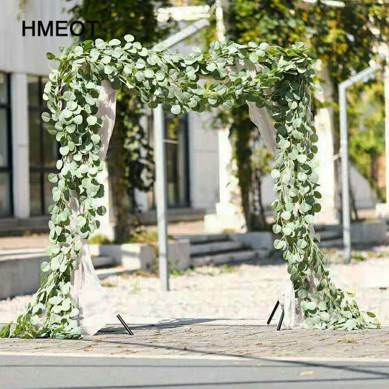 

170 cm Eucalyptus vine artificial plant leaf DIY wedding road Willow leaf ivy fake rattan home garden Christmas decor 1pc, White