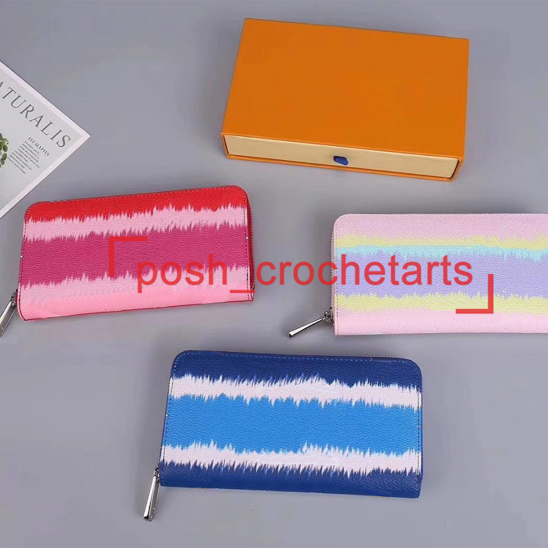 

Designer Tie Dye Long Wallet for Women's Pastel Fashion Tie Dye Wallet Comes with Box Luxury Small Leather Goods for Women's Designer Purses, Pink
