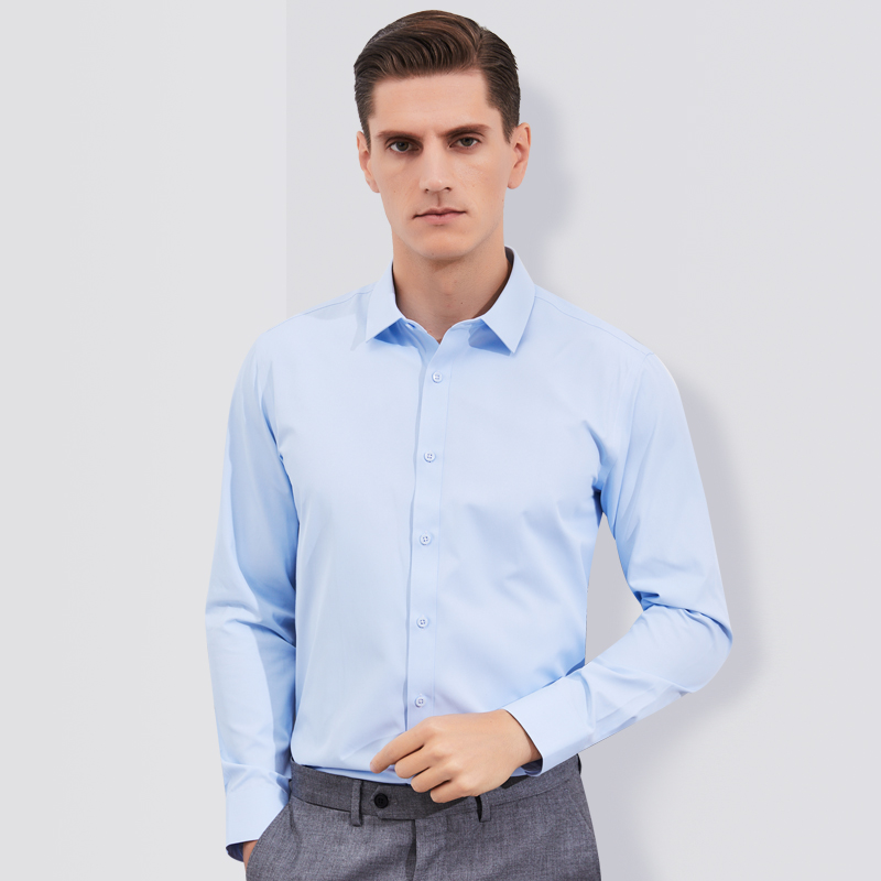 

Men's Classic Long Sleeve Solid Basic Dress Shirt Pocket-less Design High-quality Smart Casual Standard-fit Twill/striped Shirts, Striped white