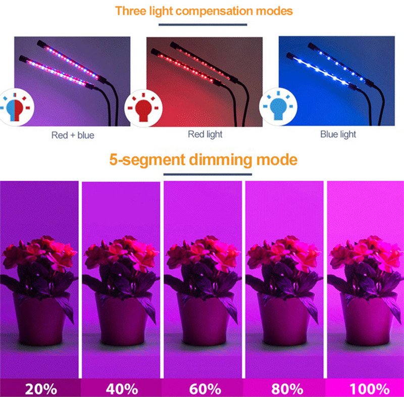 

Have Timed cycle function LED Grow Lights Full Spectrum Stepless Dimming Color Plant Growing Lamp Clip Type Plant Grow Lamp MS005
