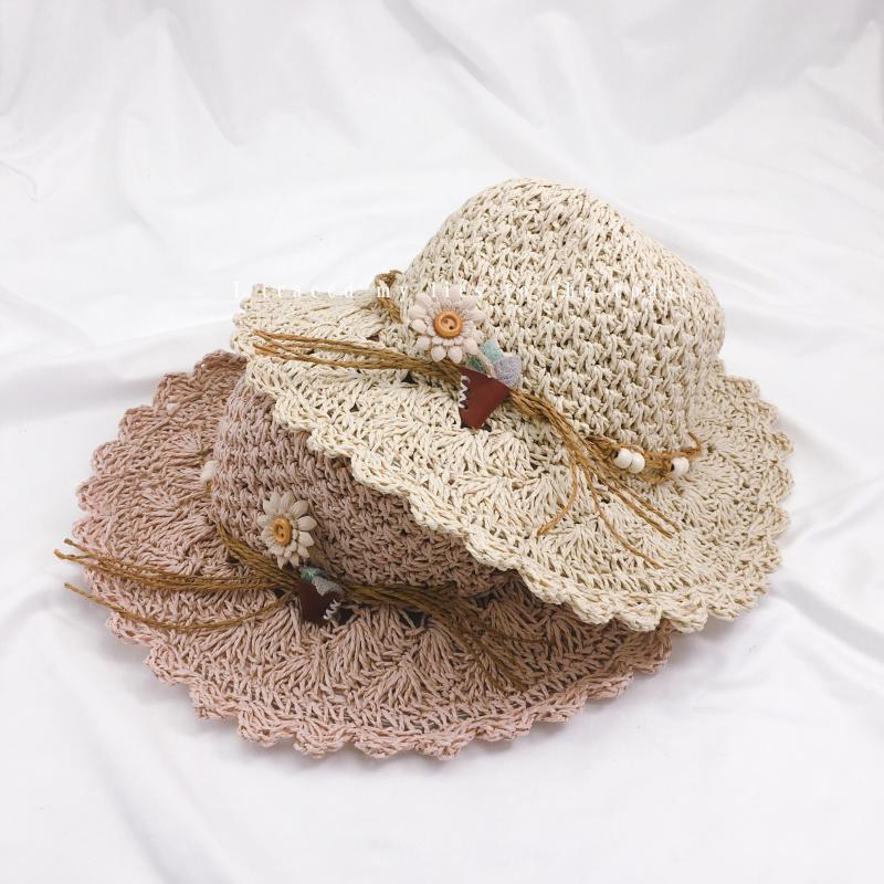 

2020Sun-resistant Children Plant Flowerpot Straw Hat Girls GIRL'S Beach Hat New Style Summer Princess College Style Large B, Pink