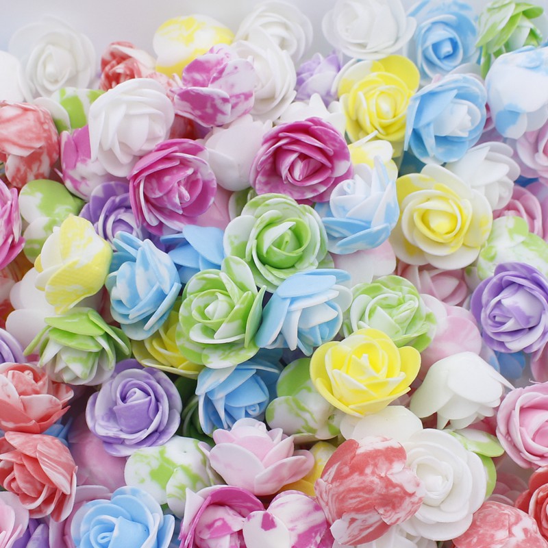 

50pcs Multi-Color Foam Rose 3-3.5cm Mini Tiny Flower Artificial Fake PE Flower Head DIY Handmade Wedding Decor Bridal Shower, Pure white