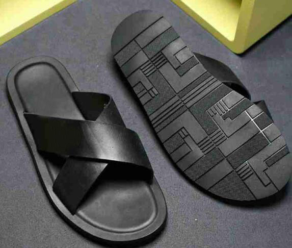 

Fashion Style Mens Flat Heel Slippers Real Leather Beach Hotel Indoor Outdoor Flip Flops Walk Shoes BOS SZ38-46, With brand logo