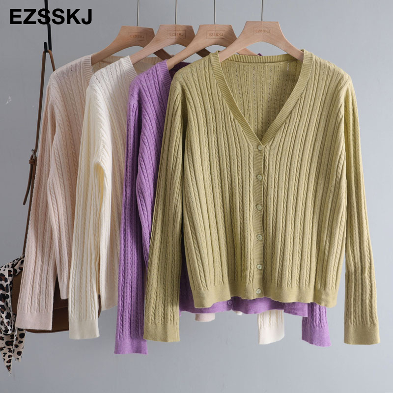 2020 spring autumn cashmere short knit cardigans Women casual loose button Cardigans spring coat Outwear female basic jacket