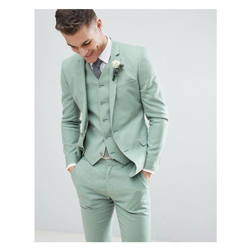 

Green Beach Wedding Tuxedos 2019 Slim Fit Notched Lapel Men Suits Two Button Formal Business Groom Suit (Jacket+Pant+Vest+Tie), Yellow