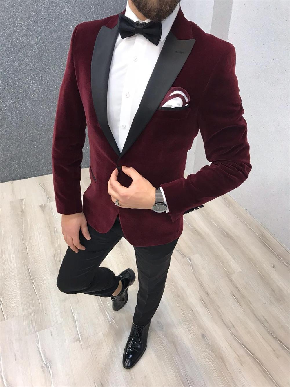 

Groom Tuxedos Groomsmen Peak Lapel One Button Custom Made Men Suits Wedding/Prom/Dinner Best Man Blazer ( Jacket+Pants+Tie ) M1417, Same as image