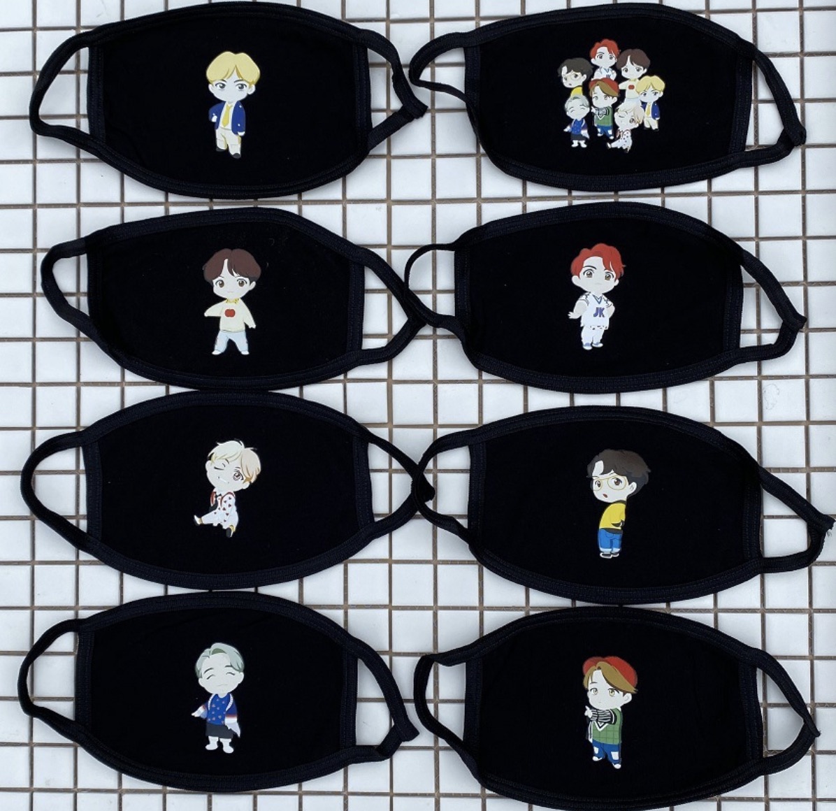 

16pcs/lot free shipping bts cartoon member breathe mask, Black