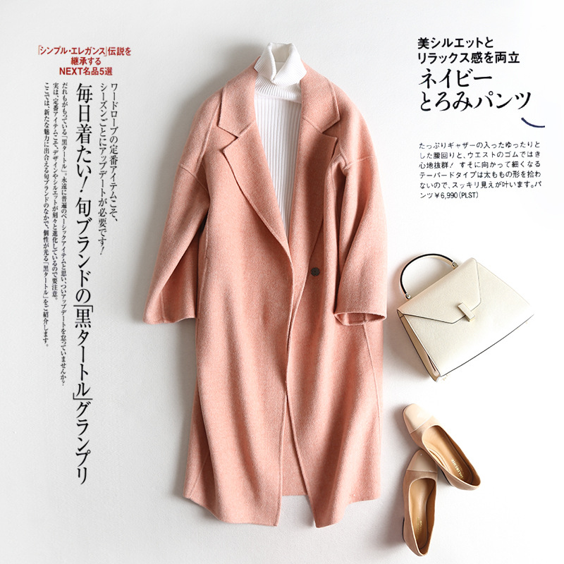 

Elegant 100% Wool Coat Female Long Sheep Fur Jacket Women Autumn Spring Korean Woolen Jackets Vintage Blend Overcoat Hiver 001, Blue