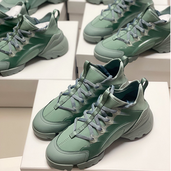 

Designers Connect Triple S Sneakers Women Shoes Grosgrain Ribbon Neoprene Retro Trainers Army Green Vacuum Outsole Increase 5CM With Box, Color 16