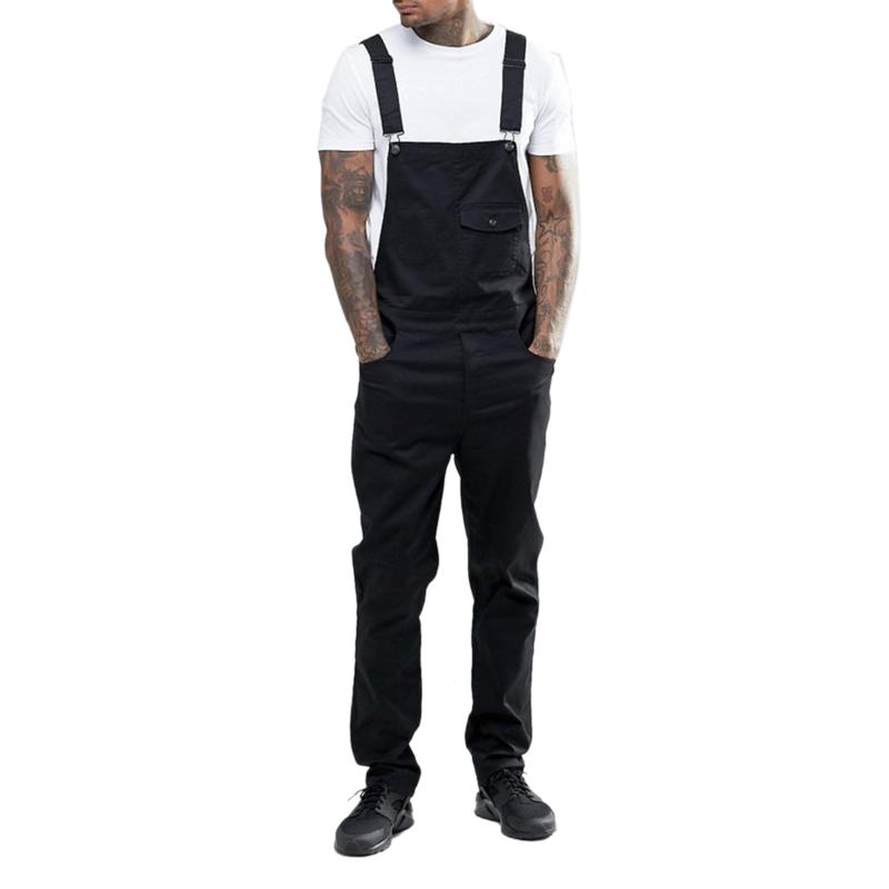 

2020 Newest Arrival Men Casual Bib Overalls Solid Color Jumpsuit Jeans Suspender Pants Streetwear Outfits Plus Size -3XL, Black