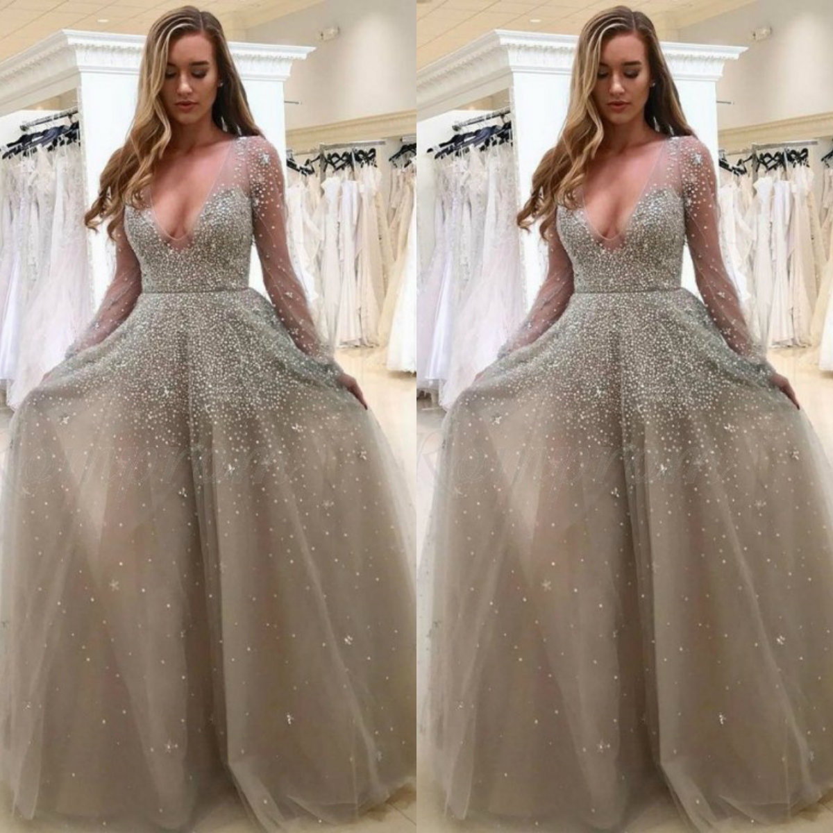 

Arabic Luxury Beaded Evening Dresses V Neck A Line Long Sleeve Illusion Prom Dress Custom Made Plus Size Special Occasion Gowns, Burgundy