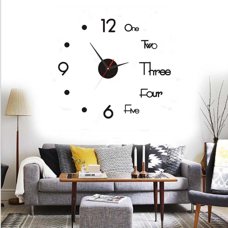 

3D Wall Clock Design Large Acrylic Mirror Clocks Stickers Living Room Accessories DIY Decorative House Clock On The Wall Decor