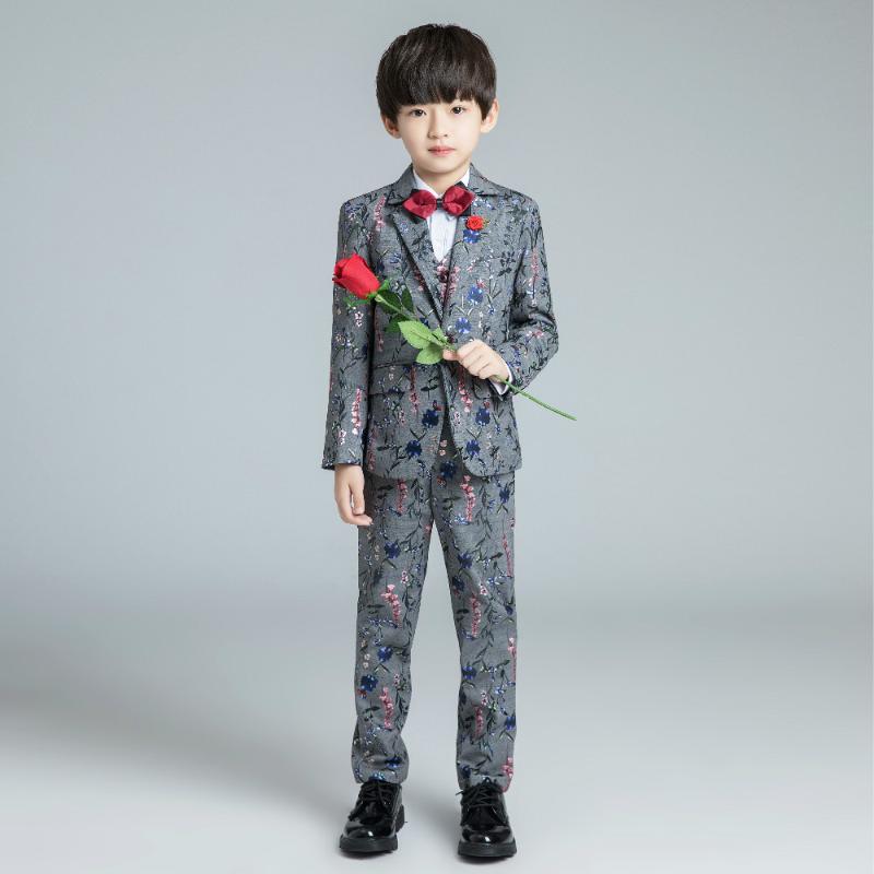 

YuanLu New 2020 Boys Suits For Wedding Party Piano Single-Breasted Blazer Kids Suit Flower Boy Dress British Style, 6pcs