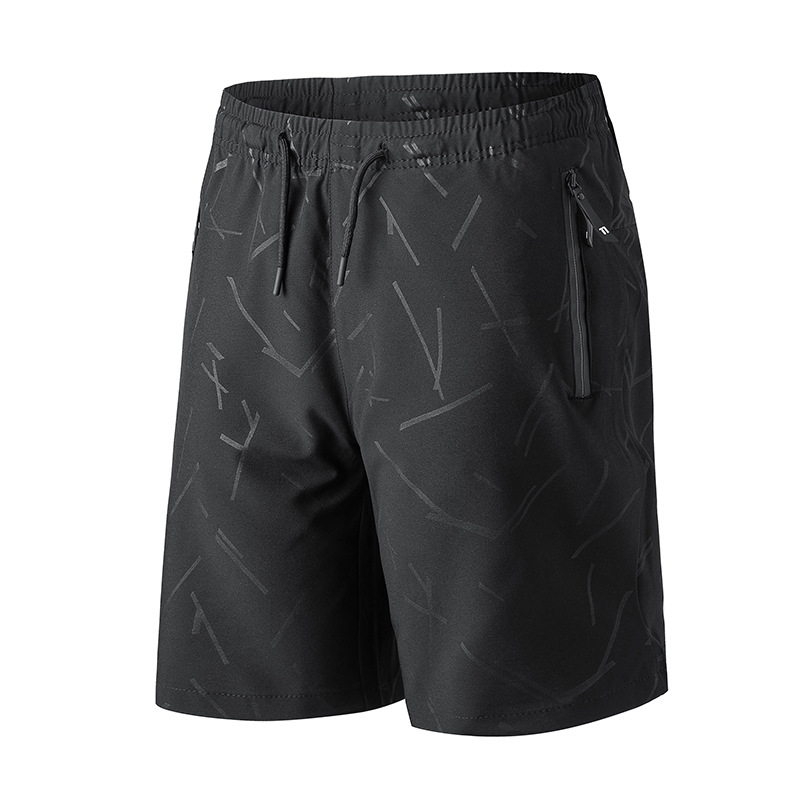 

Sport Shorts Men Running CrossFit Sports Jogging Walking Training Gym Short Pants Quick Drying Zipper Pockets Drawstring, Black 1