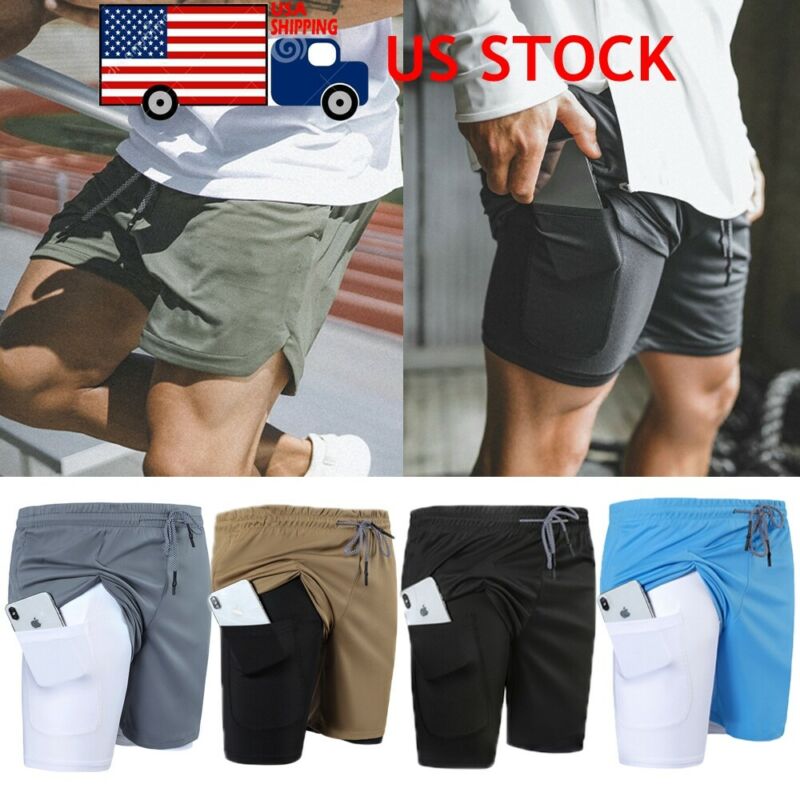 

US GYM Sports Summer Workout Pants Shorts Fitness Men's Training Bodybuilding
