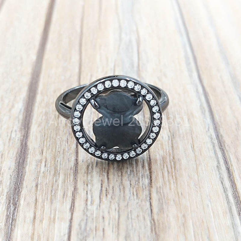 

baar Jewelry 925 Sterling Silver rings Camille Ring In Silver With Labradorite And Diamonds Fits European Jewelry Style Gift c712165660