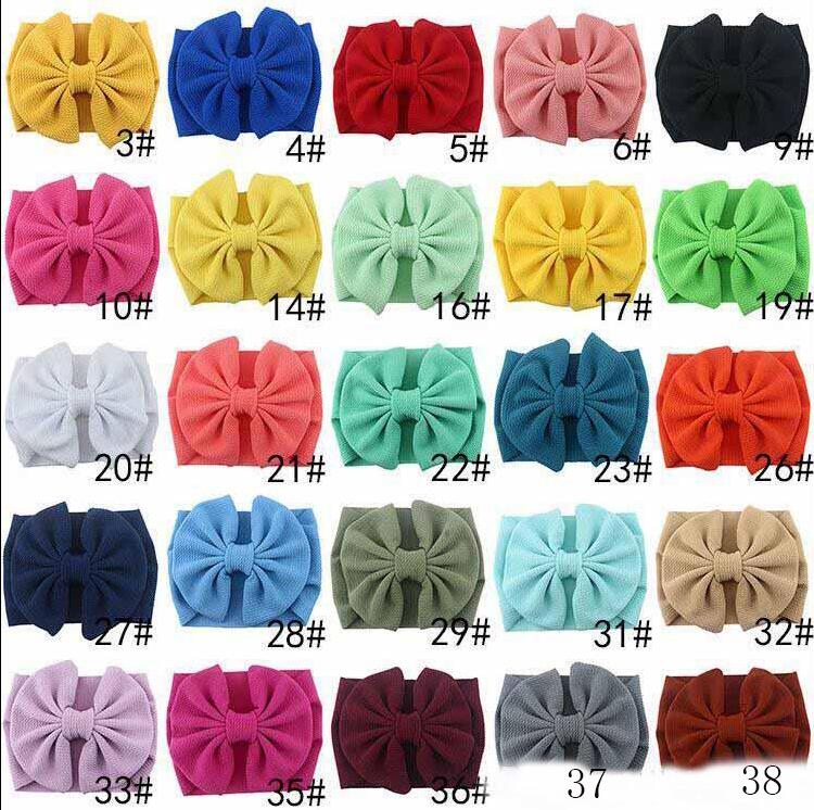

Baby Girls Wide side Bow Headbands Kids elastic Solid color Hairbands Kids Hair Accessories turbon children Headdress 25 Colors