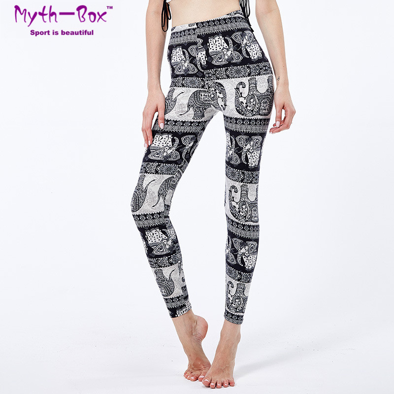 

Women Yoga Pants Elastic Leggings Sport Woman Elephant 3D Print Milk Silk Capris Quick Dry Fitness Training Trouser Gym Leggings, Hm-1092