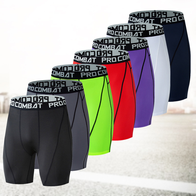 

Stretch tight shorts men quick-drying breathable basketball leggings running track and field training pants gym shorts, Black