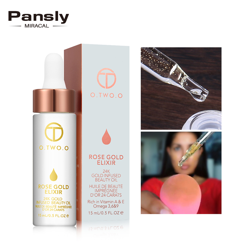 

Pansly Professional Base Makeup Primer Liquid 24k Rose Gold Elixir Anti-Aging Moisturizer Face Lips Care Essential Oil Makeup, 15ml