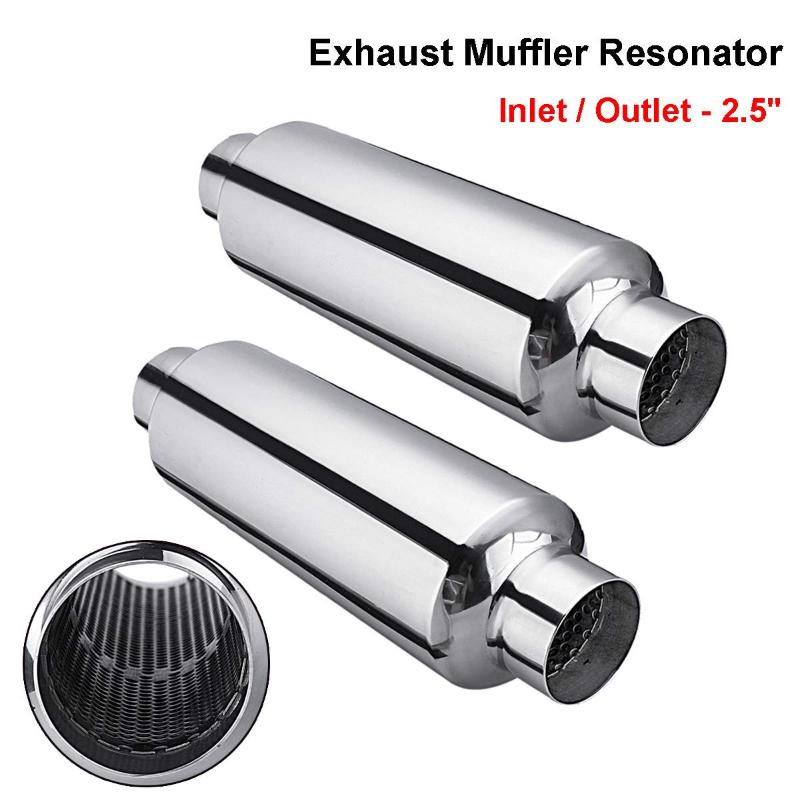 

Pair 63mm Car Exhaust Muffler Pipe 2.5" Exhaust Tip Tail Tube Resonator Stainless Steel Universal