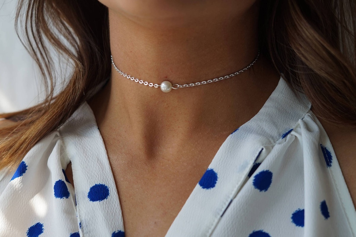 

Necklaces Jewelry Choker Womans Chain Bead Necklace Jewellery Artificial Pearl Ladies Lovers Silver Color Trendy Alloy Halskette