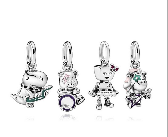 

Fits Pandora Bracelets 30pcs Unicorn Theodore Bear Bella Dinosaur Silver Charms Beads For Wholesale Diy European Sterling Necklace Jewelry