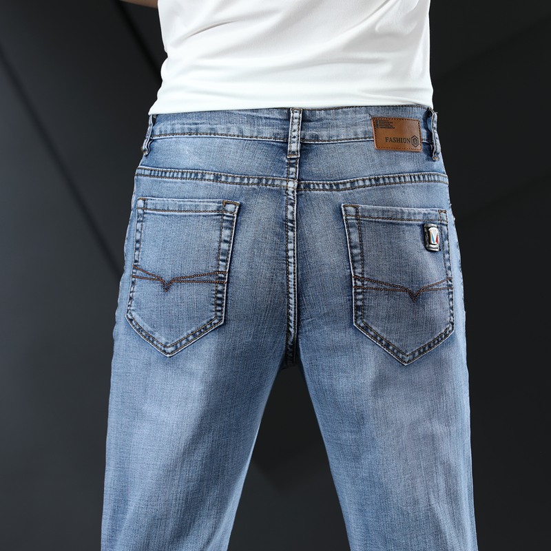 

2020 New Spring Summer Autumn New Men's Straight Smart Casual Jeans Fashion Denim Trousers Male Pant Blue Plus Big Size 28-40