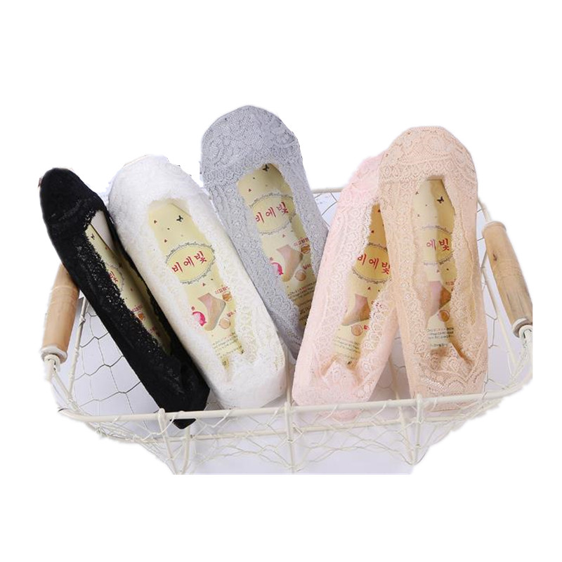 

2Pair Sexy Lace Socks Short Socks Women Summer Thin No Show Women Sock Slippers Casual Thin 3D Art Boat Invisible Meias, Beige