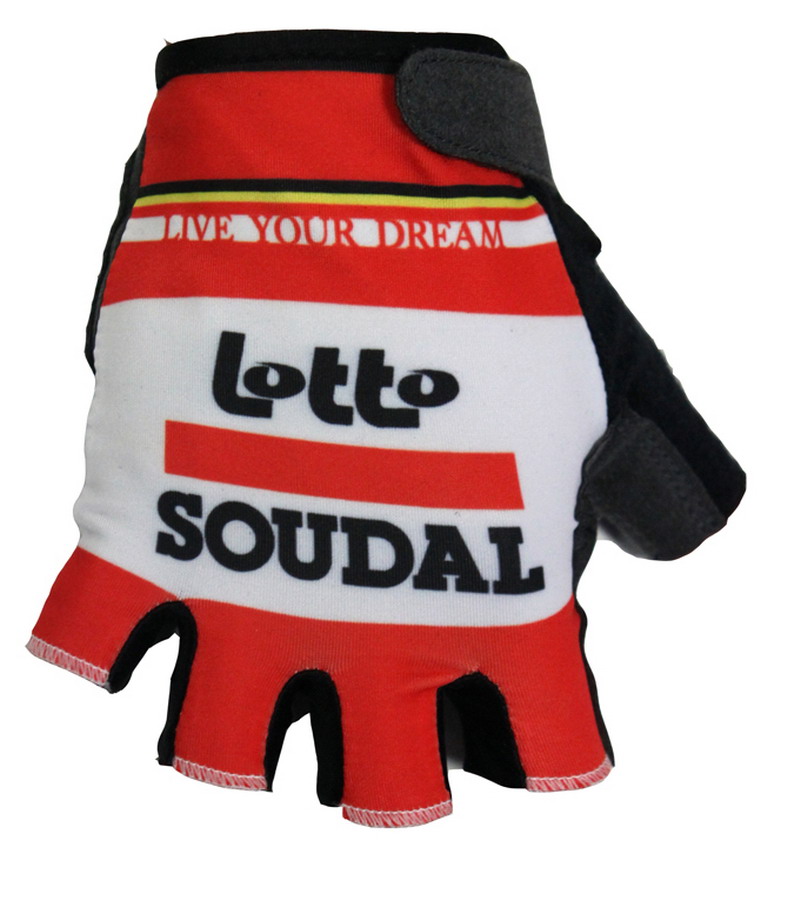 

Hot Sale 2015 LOTTO SOUDAL PRO TEAM RED Cycling Bike Gloves Bicycle Gel Shockproof Sports Half Finger Glove