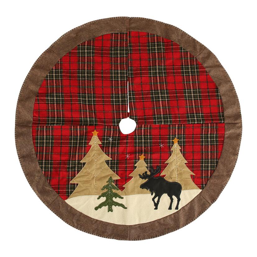 

2019 Merry Christmas Tree Skirt Plaid Fabric Decorations New Year Kerstboom Rok Tapijt Decor Carpet Pie de Arbol Navidad J048