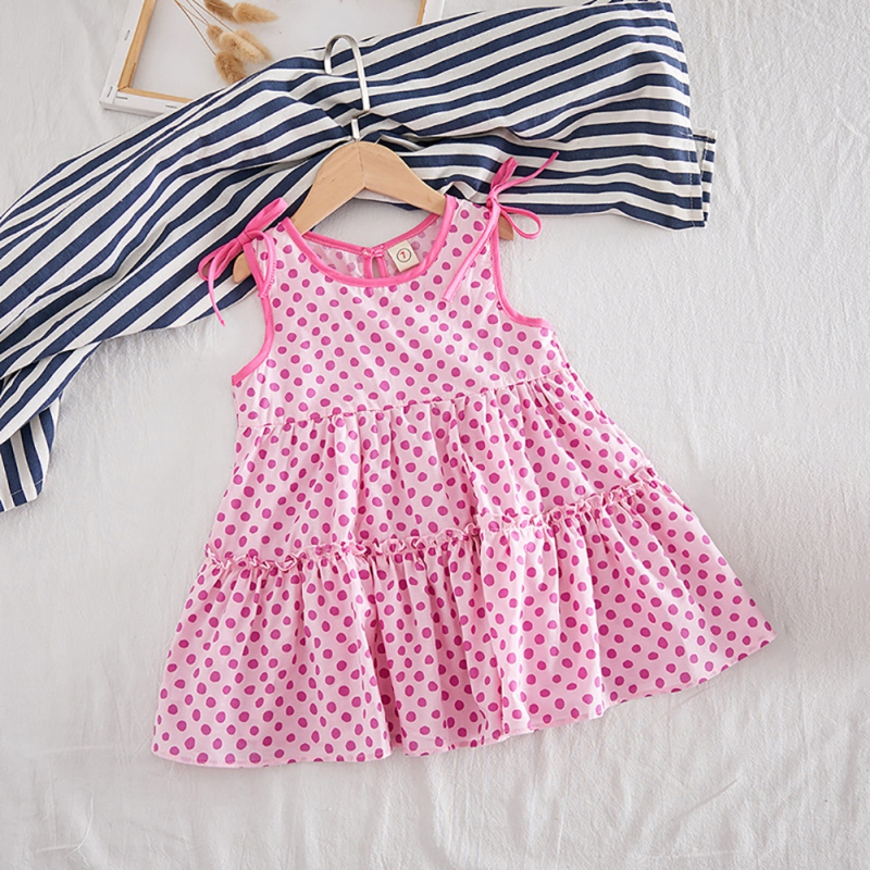 

Dot Printed Toddlers Girls Princess Dresses Baby Girls A-Line Lovely Sleeveless Summer Dress Kids Soft Cotton kids Clothes